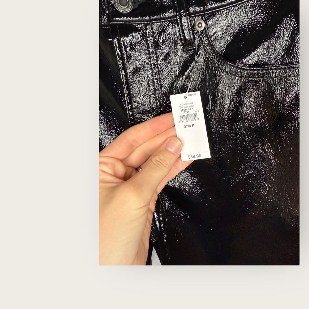 GAP High Rise Vegan Patent Leather Vintage Slim Pants Size 4 Petite NWT - Picture 7 of 9